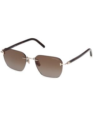 Tom Ford Ft1433 Carson-02 28F Sunglasses Metal Squared Normal - Black