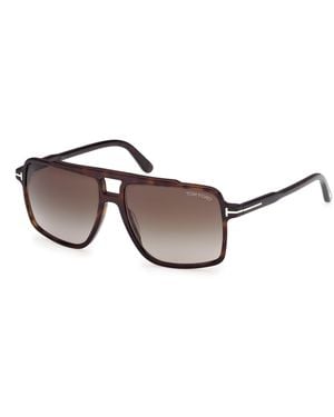 Tom Ford Ft1177 Kemp 52B Sunglasses Acetate Grigio Squared Normal Sfumato - Black