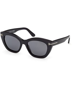 Tom Ford Ft1285 Linda-02 01D Sunglasses Acetate Smoke Butterfly Polarized - Black