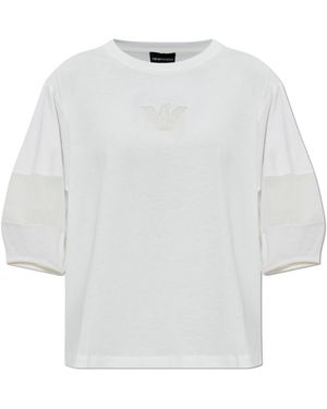 Emporio Armani T-Shirt With Transparent Inserts - White