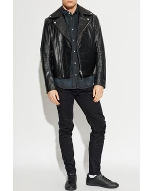 DIESEL Leather Jacket 'L-Eo-Wrd' - Black