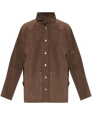 Studio Nicholson 'Dash' Leather Jacket - Brown