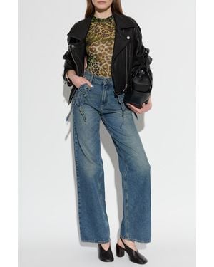 Blumarine Top With Sequin Logo - Blue