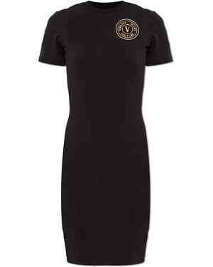 Versace Jeans Couture Dress With Printed Logo - Black