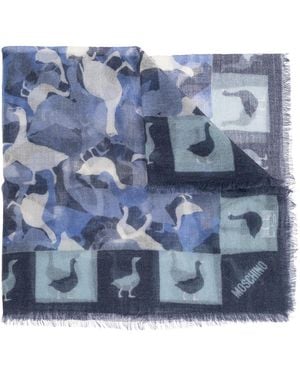 Moschino Cashmere Scarf With Print - Blue