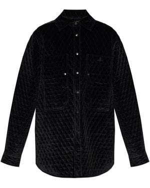 Vivienne Westwood Velvet Jacket With A Logo-Shaped Appliqué - Black