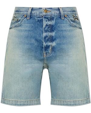 Rhude Denim Shorts With A 'Vintage' Effect - Blue