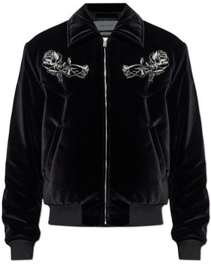 McQueen Velvet Jacket With Embroidery - Black