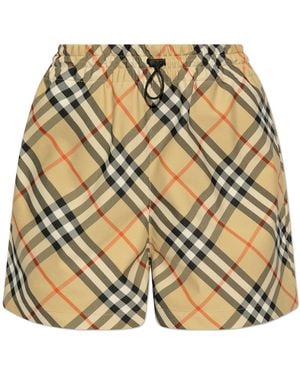 Burberry Shorts With Check Pattern - Metallic