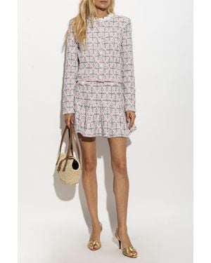 Self-Portrait Checked Knit Skirt - Pink