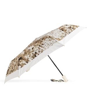Moschino Folding Umbrella With Print - Metallic