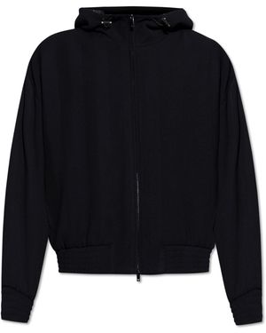 Emporio Armani Wool Jacket With Herringbone Pattern - Blue