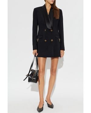Versace Wool Blazer With Sewn-On Appliqués - Black