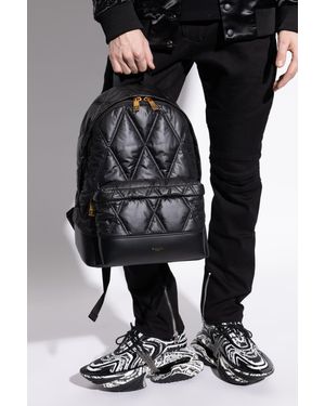 Balmain Backpack With Printed Logo - Black