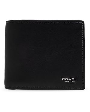 COACH Leather Wallet With Logo - Black