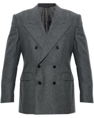 Dolce & Gabbana Wool Blazer With Double Vent - Grey