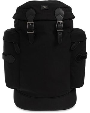 Emporio Armani Backpack With Applique With Logo - Black