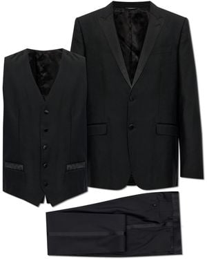 Dolce & Gabbana Wool Suit With Vest - Black