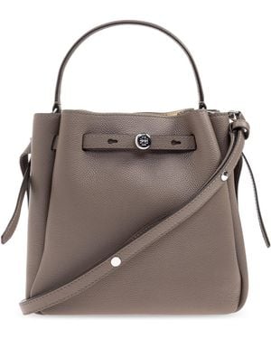 Tory Burch "Romy" Hand-Held Bucket Bag - Brown