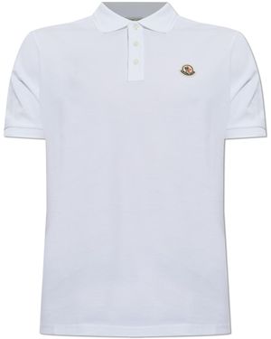 Moncler Polo Shirt With Logo Patch - White