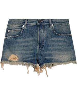 Balenciaga Vintage Effect Denim Shorts - Blue