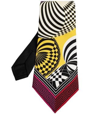 Versace Silk Tie With "Teatro" Print - Black