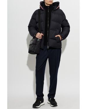 Moncler Wool Cardigan With Logo - Blue
