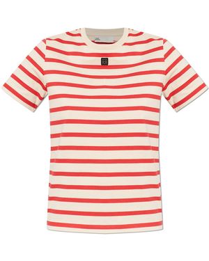 Tory Burch Striped Pattern T-Shirt - Red