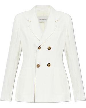 Ami Paris Double-Breasted Blazer With Single Vent - White