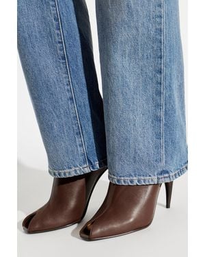 McQueen Leather Heeled Mules - Blue