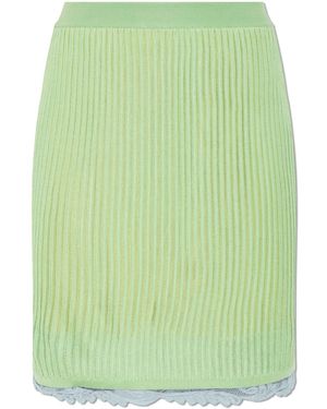 Versace Ribbed Skirt With Lace Trim - Green