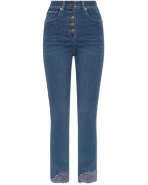 Valentino Garavani Jeans With Lace-Trimmed Legs - Blue