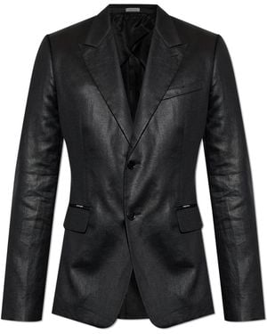 McQueen Linen Blazer With Double Vent - Black