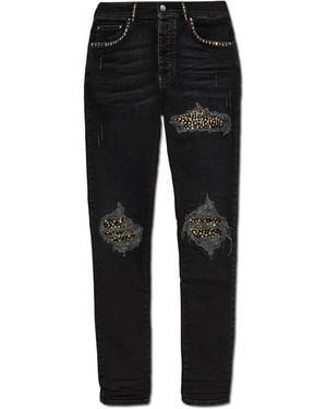 Amiri Jeans With Shimmering Appliqués - Black