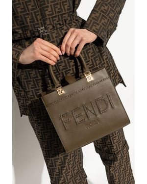 Fendi オリーブグリーン トートバッグ Fendi Green Leather Medium Sunshine Tote Fendi | TLC