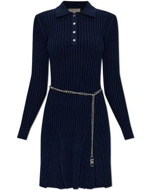 MICHAEL Michael Kors Long Sleeve Dress With Decorative Chain - Blue