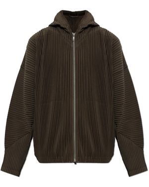 Homme Plissé Issey Miyake Pleated Jacket With Hood - Brown