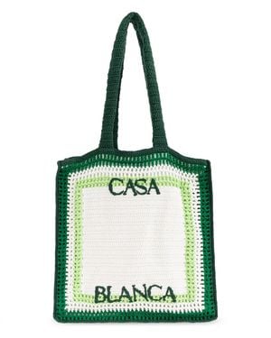CASABLANCA Crocheted Bag With Logo - Green