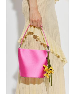 Self-Portrait Satin Bag With Keychain - Pink