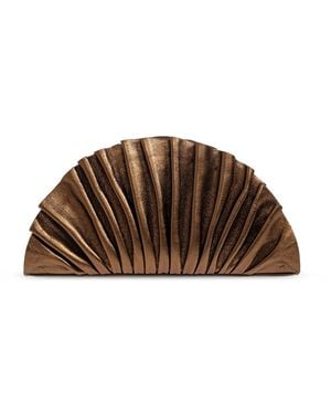 Cult Gaia Leather Clutch Bag 'Nala Mini' - Brown