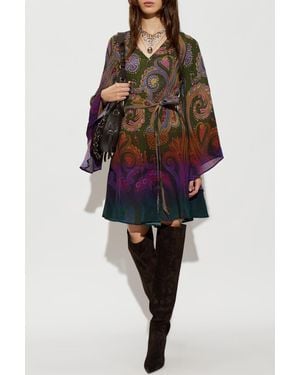 Etro Dress With A Waist Belt - Multicolor