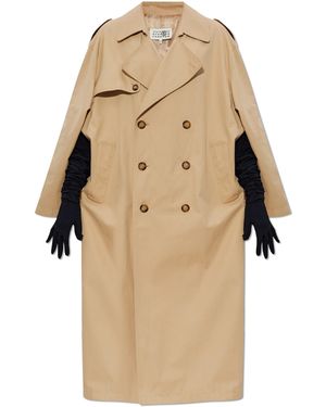 MM6 by Maison Margiela Trench Coat With Decorative Tie - Natural