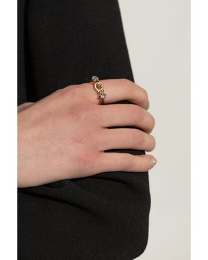 Versace Ring With Shimmering Crystals - Black