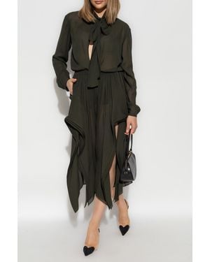 Alaïa Transparent Pants With Ruffles - Black