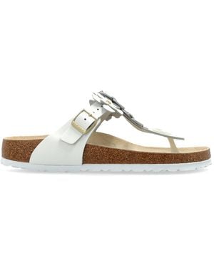 Birkenstock Gizeh Flower Embellishment Flip-Flops - White