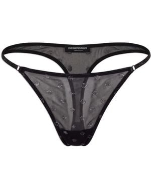 Emporio Armani Logo-Embellished Thong - Black