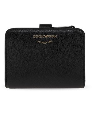 Emporio Armani Leather Wallet With Logo - Black