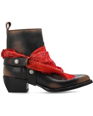 Golden Goose 'Debbie' Leather Heeled Ankle Boots - Red
