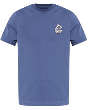 Moncler T-Shirt With Logo Patch - Blue