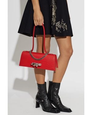 McQueen 'Jewelled' Leather Bag - Red